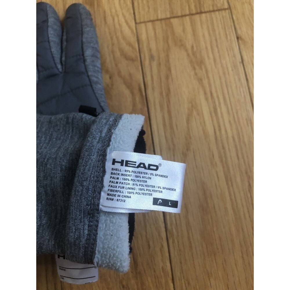HEAD‎ Women's  Running Gloves Gray Black Size Large with clips - Picture 4 of 4